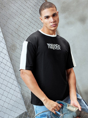 BEWAKOOF Printed Men Round Neck Black T-Shirt