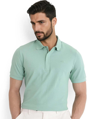 RARE RABBIT Solid Men Polo Neck Green T-Shirt