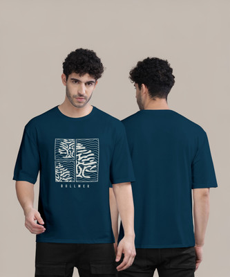 Bullmer Printed, Typography Men Round Neck Dark Blue T-Shirt