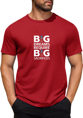 XZEEZZ Typography Men Round Neck Maroon T-Shirt