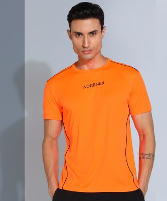 Adrenex Printed Men Round Neck Orange T-Shirt