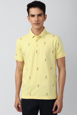 Simon Carter London Printed Men Polo Neck Yellow T-Shirt