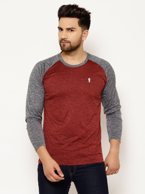 EPPE Colorblock Men Round Neck Maroon T-Shirt