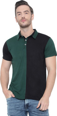 Tresna Trending Colorblock Men Polo Neck Dark Green T-Shirt