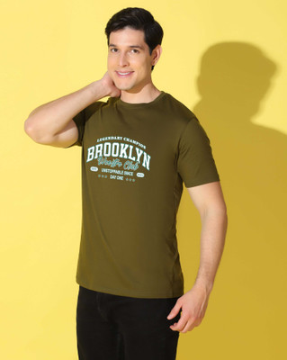 WOOSTRO Graphic Print Men Round Neck Dark Green T-Shirt