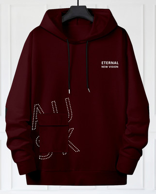 GESPO Typography Men Hooded Neck Maroon T-Shirt