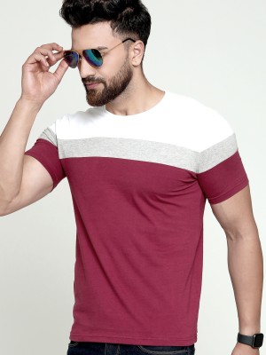 AUSK Printed Men Round Neck White, Maroon, Grey T-Shirt