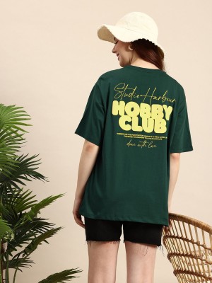 Mast & Harbour Printed Men Round Neck Green T-Shirt