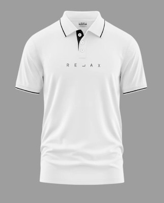 Warriorworld Typography Men Polo Neck White T-Shirt