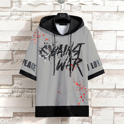 Conway Printed, Typography Men Hooded Neck Grey T-Shirt