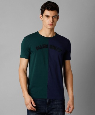 Allen Solly Solid Men Round Neck Dark Green, Dark Blue T-Shirt