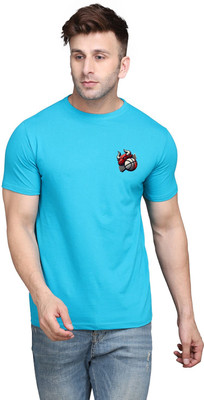 Blisstone Printed Men Round Neck Blue T-Shirt