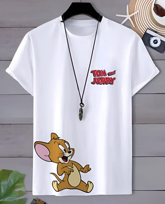 TDFASHIONS Printed Men Round Neck White T-Shirt