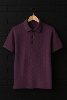 savvytrendss Solid Men Polo Neck Black T-Shirt