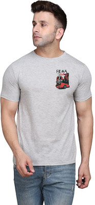 tfurnish Printed Men Round Neck Silver T-Shirt
