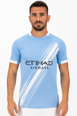 privic Printed Men Polo Neck Blue T-Shirt