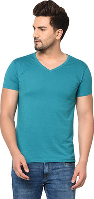 Moordale Fab Solid Men V Neck Dark Blue T-Shirt