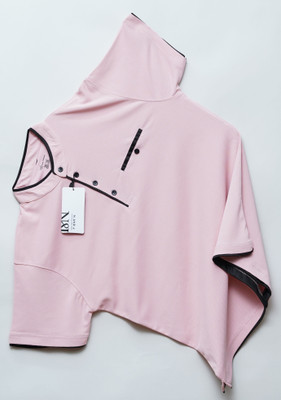 N AND J Solid Men Mandarin Collar Pink T-Shirt