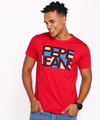 Pepe Jeans Printed Men Round Neck Blue T-Shirt