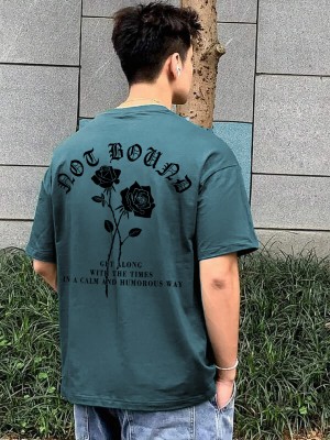 RIGO Printed, Typography Men Round Neck Green T-Shirt