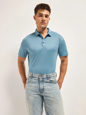 THE BEAR HOUSE Solid Men Polo Neck Light Blue T-Shirt