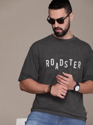 Roadster Typography Men Round Neck Black T-Shirt