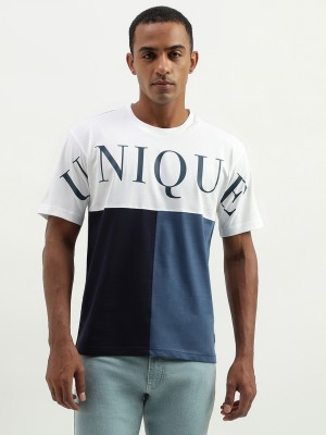 United Colors of Benetton Printed Men Round Neck Blue, Dark Blue, White T-Shirt