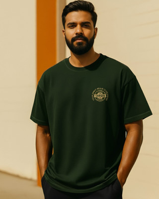 Kavod Lifestyle Printed Men Round Neck Green T-Shirt