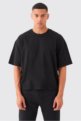 MIT Bharat Self Design Men Round Neck Black T-Shirt