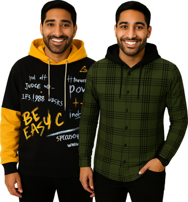 Try This Printed Men Polo Neck Brown T-Shirt