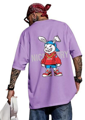 ShahaClothing Typography Men Round Neck Purple T-Shirt
