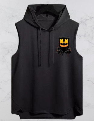 Mundali Printed Men Hooded Neck Black T-Shirt
