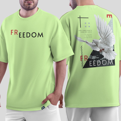DeerHead Printed Men Round Neck Light Green T-Shirt