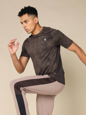 TECHNOSPORT Printed Men Crew Neck Brown T-Shirt