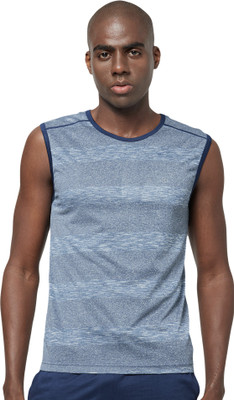 SPORTO Self Design Men Round Neck Blue T-Shirt