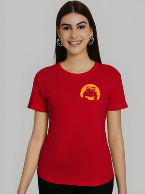 SZN Graphic Print Women Round Neck Red T-Shirt