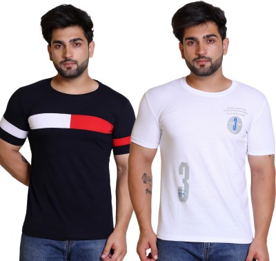 MAYUR CLOTHING Printed, Graphic Print Men Round Neck White, Black T-Shirt