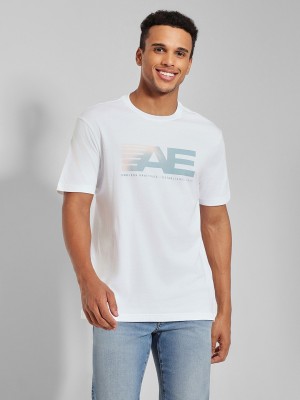 American Eagle Printed Men Crew Neck White T-Shirt