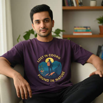 Epivu Printed Men Round Neck Maroon T-Shirt