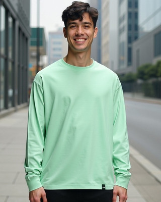 BEWAKOOF Solid Men Hooded Neck Green T-Shirt