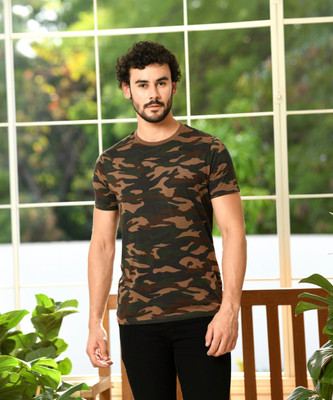 Arbour Military Camouflage Men Round Neck Green T-Shirt