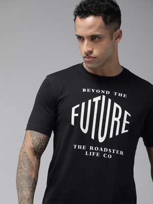 Roadster Graphic Print, Typography Men Round Neck Black T-Shirt