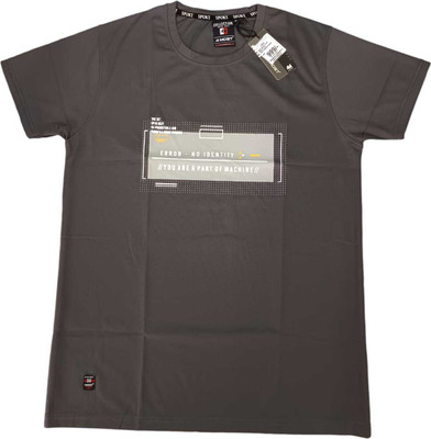 4MOST Printed Men Round Neck Grey T-Shirt