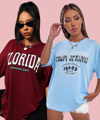 Christy World Printed Women Round Neck Multicolor T-Shirt
