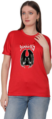 liox Graphic Print Women Round Neck Red T-Shirt