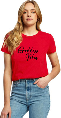 Trends Tower Typography Women Round Neck Red T-Shirt