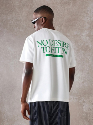 HASTEN Printed Men Round Neck White T-Shirt