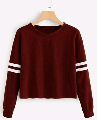 ApackerTrader Solid Women Round Neck Maroon T-Shirt