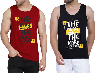 Restore Printed Men Scoop Neck Maroon, Black, Multicolor T-Shirt