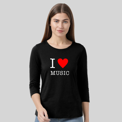 Nilan Tees Wear Typography Women Round Neck Black T-Shirt